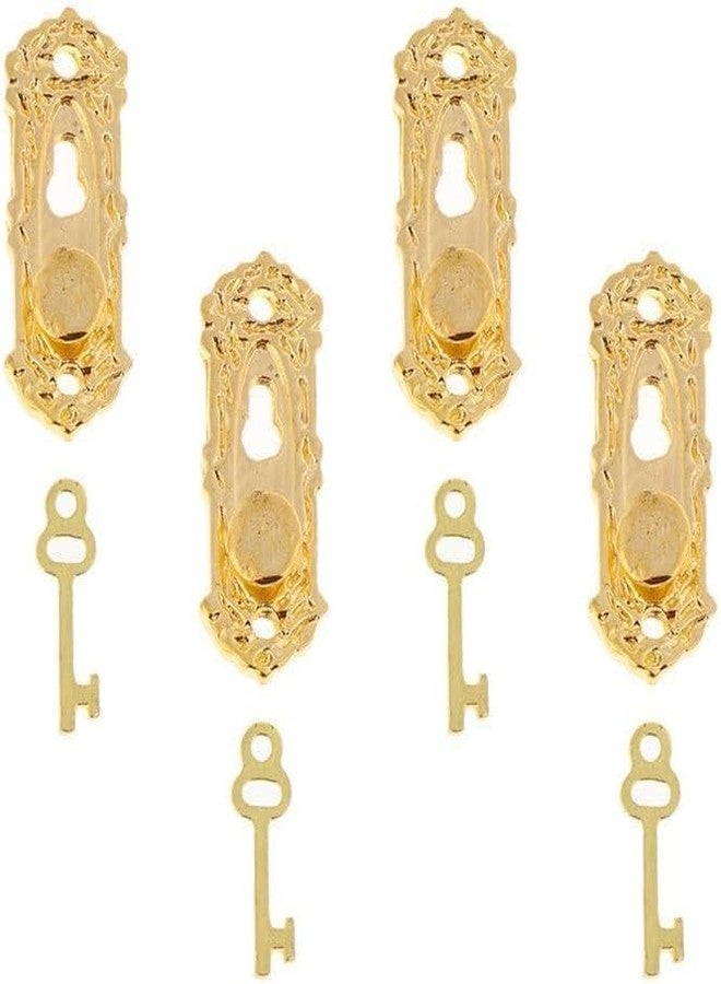 aoukoslt 4 Set Gold 1/12 Miniature Door Knob Lock and Key Dollhouse Decoration Accessories, Dollhouse Accessories, Dollhouse Decor, Decorations - Image 3